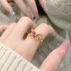 Gradual Change Color Butterfly Ring Fairy Fairy Fluttering Retro High Sense Versatile Niche Design Pink Purple Ring