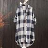 Women Casual Plaid Shirt Fashion Oversized  Loose Button Outdoorwear Tunic Shirt Blouse Female Long Sleeve Beach Sun Tops