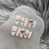 Handmade Wearable Nude Gradient Nails with K9 Heart Diamond Design