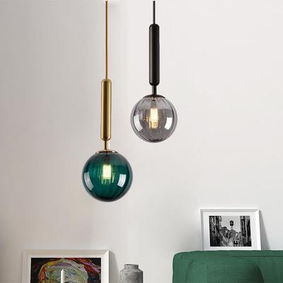 Светодиодный стеклянный подвесной светильник Nordic Jewel Blue Ball, подвесной светильник цвета красного вина для гостиной, светильник для спальни, янтарный, для внутреннего использования, люстра