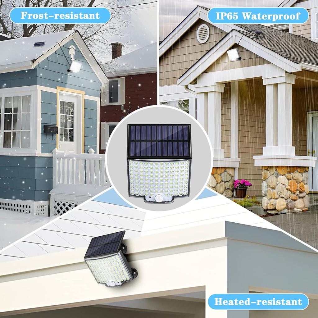 100/106 LED Solar Motion Light Outdoor Separate Panel Solar Flood Lights 3 Light Modes for Garden Garage Waterproof Wall Lights