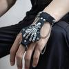 Готические Черные ПУ Кожаные Череп Палец Запястье Цепочки Кольца Браслеты Женские Панк Наручные Браслеты Хэллоуин Гранж Украшения Стимпанк Мужские
