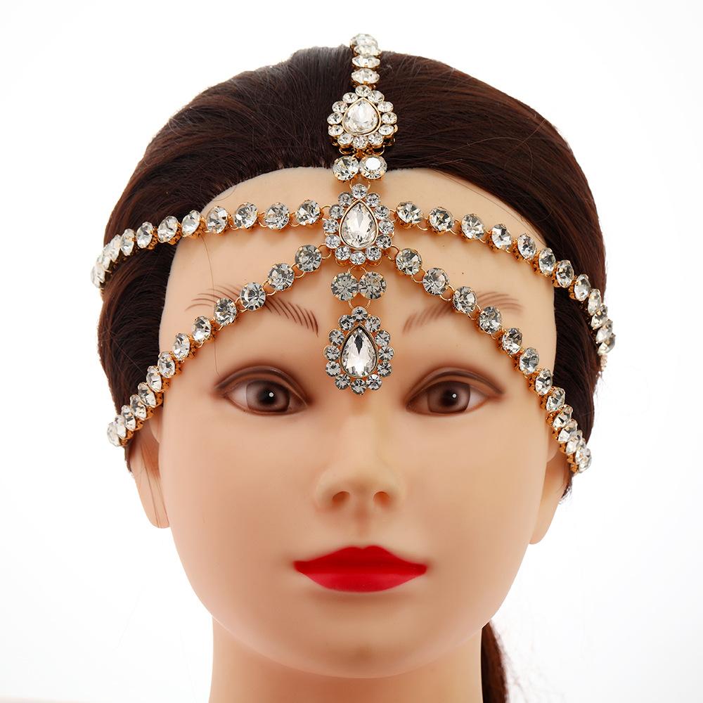 Экзотический головной убор, фотоаксессуары для волос, инкрустированная бриллиантами подвеска для бровей, цепочка с бахромой на лоб.