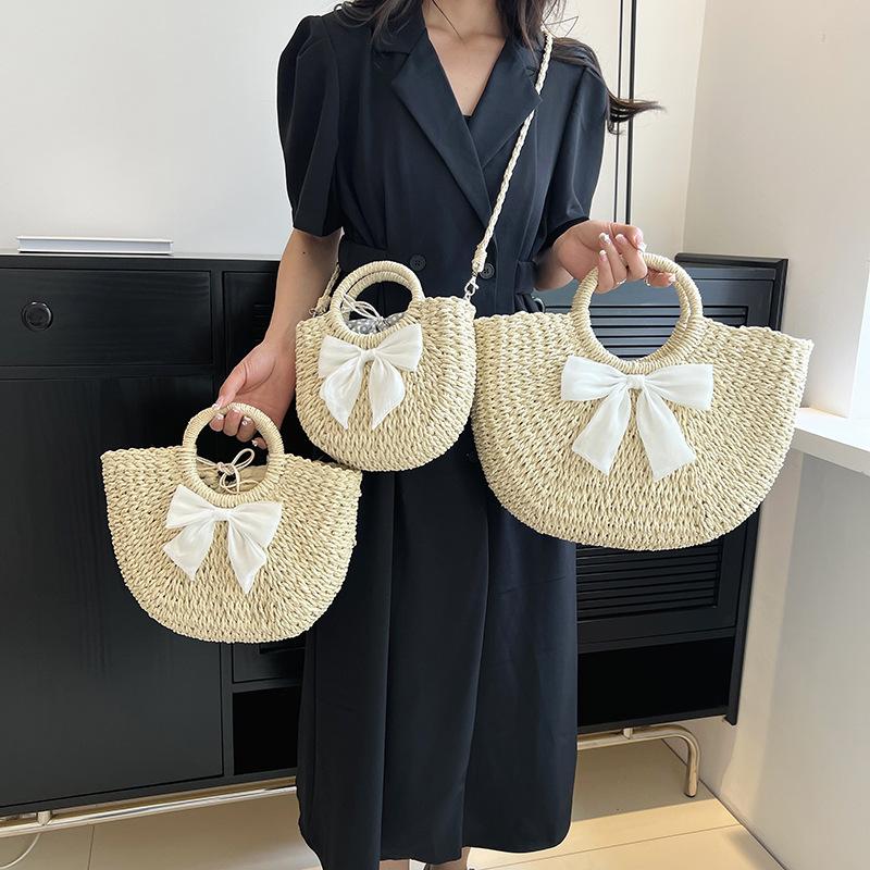 Niche Design Vegetable Basket Hand-Woven Bag Women'S Shoulder Crossbody Straw Woven Bag Portable Tote Bag
