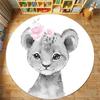 Cute Lion Elephant Giraffe Round Carpet Pattern Floor Mat Bedroom Living Room Chair Floor Rugs Home Bathroom Carpet Decoration