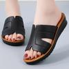 Summer Oversized Women's Sandals Leather Solid Slope Heel Home Sandals Mom's Shoes