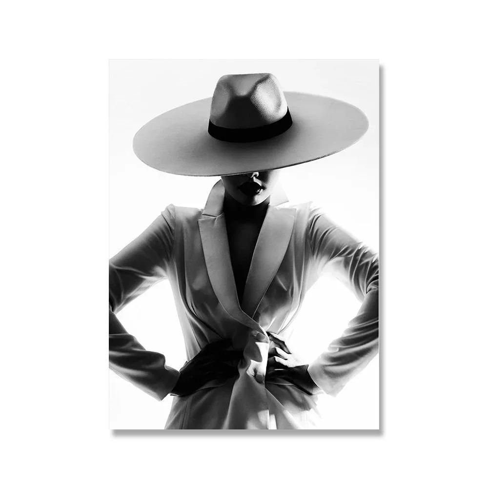 Black White Angel Wings Fashion Poster Nude Woman Wine Glass Canvas Print Painting Sexy Beautiful Girl Vintage Picture Home Deco