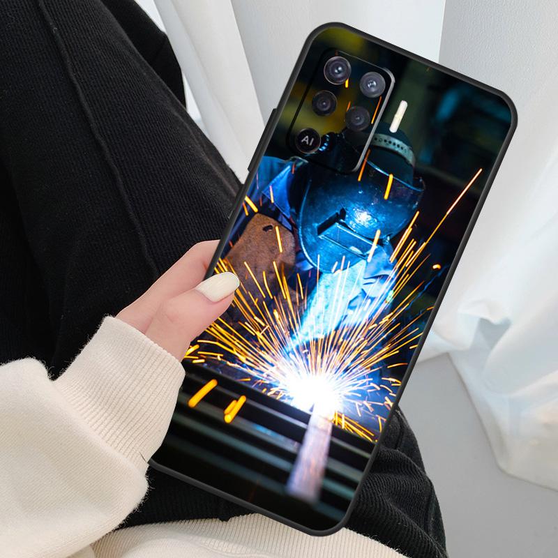 Welder Welding Hot Metal Worker Case For Oppo A17 A57 A77 A40 A78 A54 A74 A94 A76 A16 A96 A18 A60 A80 A38 A58 A98 A15 A5 Pro