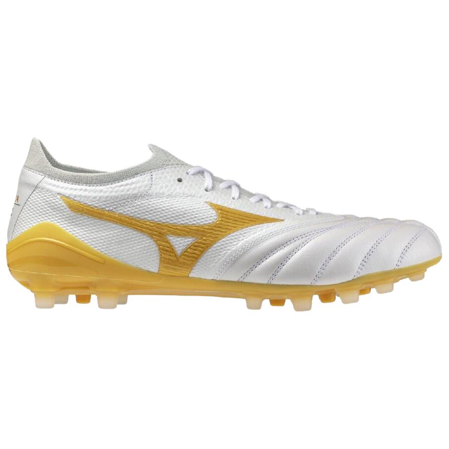 Mizuno Футбольные бутсы Morelia Neo 4 AG для искусственных покрытий, дышащие и легкие, унисекс, Бело-золотые P1GA264150