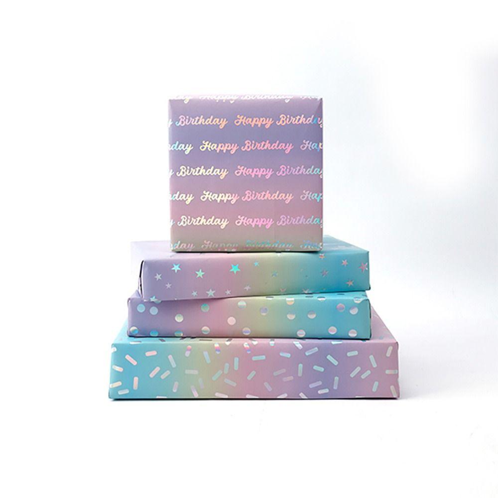 Happy Birthday Gift Wrapping Paper Colorful Iridescent Holographic Paper Valentine's Day