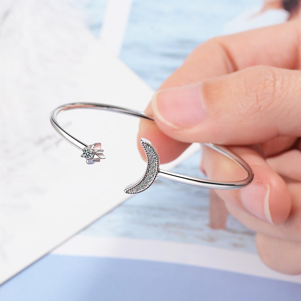 925 стерлингового серебра мода звезда и луна браслеты браслет мозаика циркон браслеты для женщин и девочек дропшиппинг S-B35