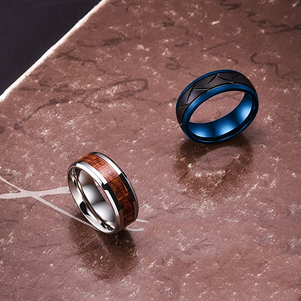 8 мм черное кольцо из нержавеющей стали с зигзагообразной канавкой, протектор шин, мотоциклетные кольца для мужчин, прочное матовое мужское обручальное кольцо