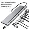 12-in-1 USB-C Docking Station: Dual HDMI, VGA, Cross-Border Hub for MacBook