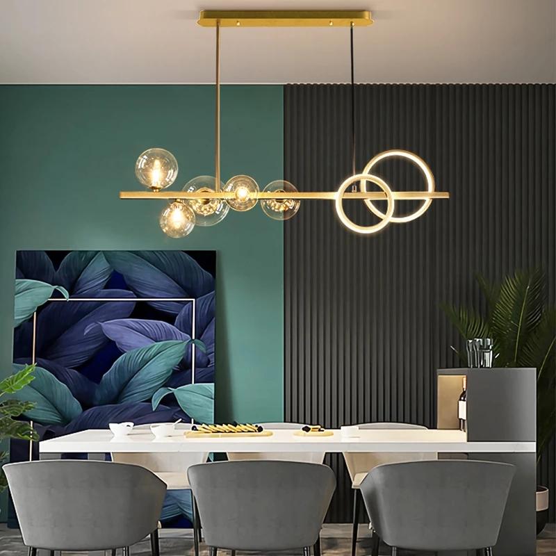 Glass Bubble Pendant Lamp Black Glod Modern NEW Long Ceiling Chandeliers Light Indoor LED Hanging Ceiling Interior Lighting