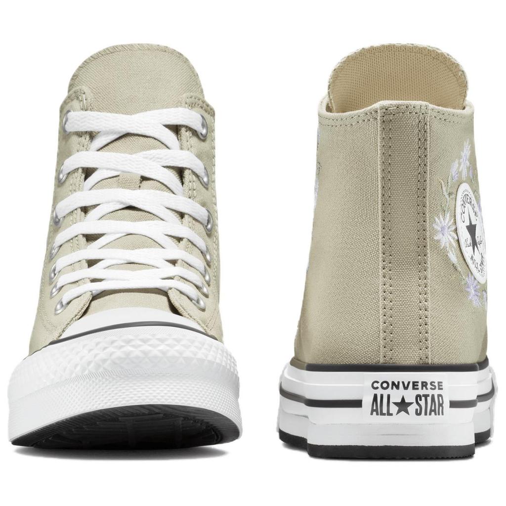 Converse Chuck Taylor All Star Lift Вышитые Цветочные Удобные Универсальные Прочные Высокие парусиновые кеды Женские Кроссовки Серо-зеленые A11825C