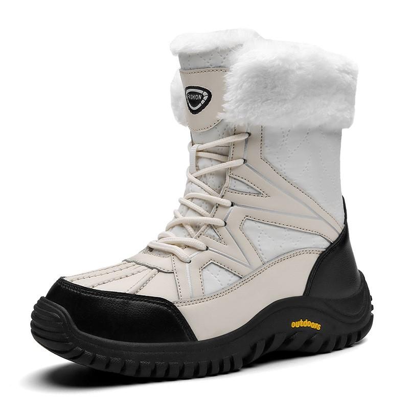 Womens Winter Warm Thick Sole Snow Boots Mid-Calf PU Cotton Lined Waterproof Slip-Resistant Comfortable Walking Shoes