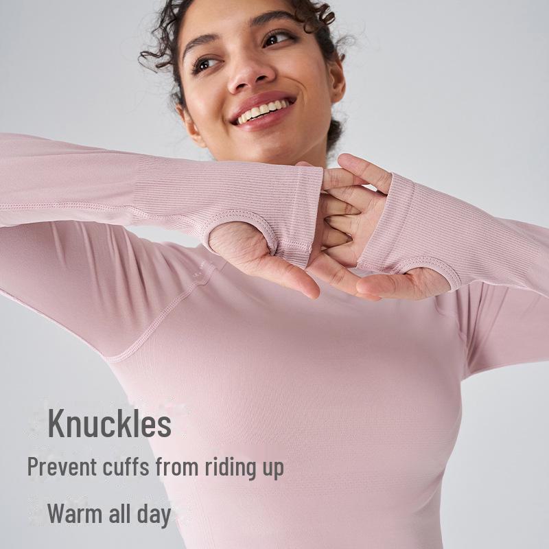 Женская спортивная футболка с длинным рукавом и круглым вырезом - облегающая, дышащая, модная, для фитнеса и йоги