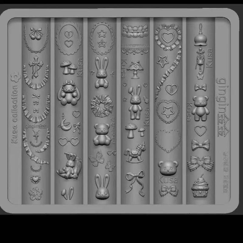 3D Силиконовая Форма для Нейл-арта Мультяшный Кружевной Кролик Милый Маленький Цветок Форма для DIY Декора Ногтей