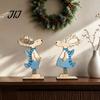 Rustic Wood Holiday Centerpieces 2Pcs Wooden Christmas Reindeer Ornaments, Cute Elk Desktop Decorations, Festive Ornaments for Party Double