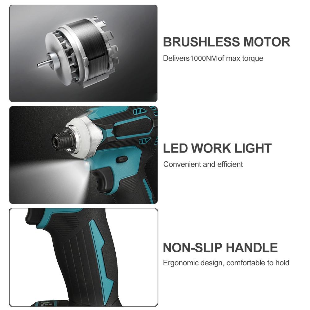 Беспроводная отвертка с 4 скоростями, ударный гайковерт 1/4, бесщеточная электрическая отвертка, аккумуляторная дрель-шуруповерт, электроинструмент, синий