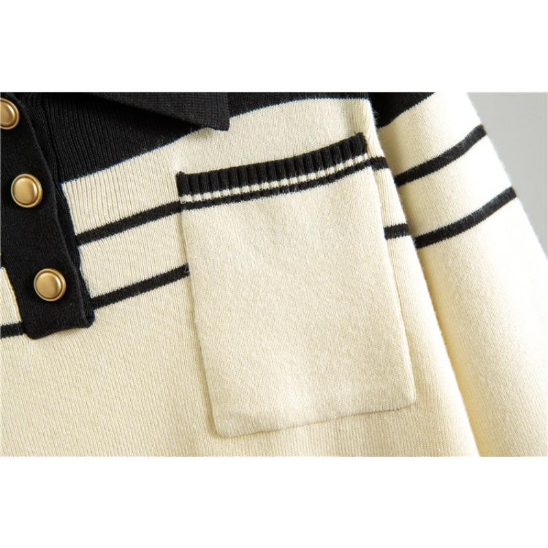 Женский свитер в полоску большого размера, весенний, новый, свободный, модный, повседневный, трикотажные брюки с широкими штанинами, комплект из двух предметов