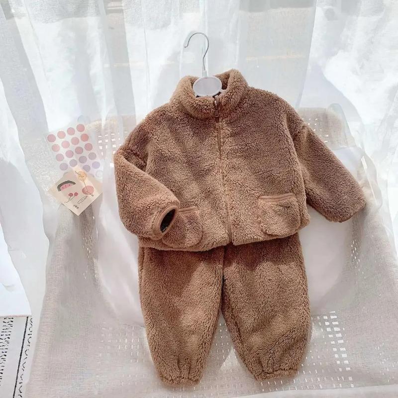 Детские пижамные комплекты, осенне-зимние теплые пижамы из двух предметов для маленьких мальчиков, фланелевая уютная мягкая одежда для сна для девочек 2–12 лет, детские пижамы