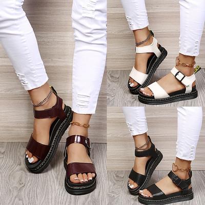 Летняя женская обувь большого размера, однотонная, на толстой подошве, римские сандалии с мягкой подошвой, для пляжного отдыха