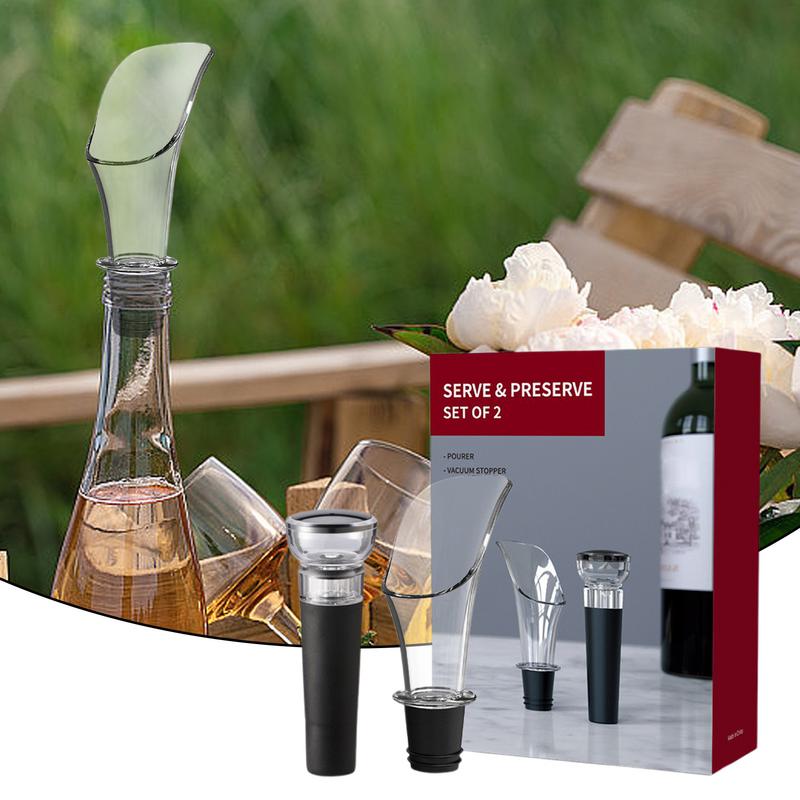 Wine Pourer And Stopper Liquor Bottle Pourer Vacuum Wine Stopper Bottle Sealer For Improved Flavor Bar Bartender Accessories