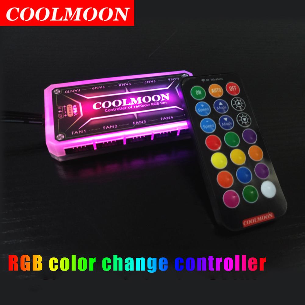 1-3PCS RGB Light Remote Dimmer DC12V 5A LED Color Intelligent Controller 10x6Pin Fan Port 2x4Pin Light Bar Port for RGB Fan