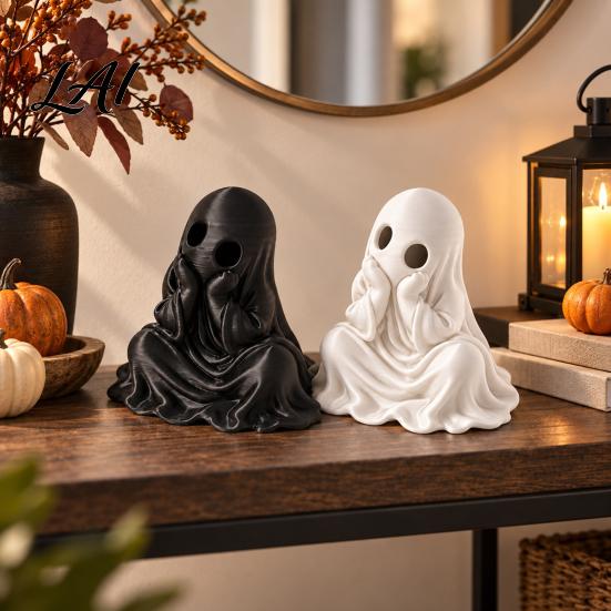 Decorative Ghost for Halloween Party 3D Chin-Resting Spooky Cute Printed Figurine Desk Decor Figurine Funny Ornament Home And Tabletop Decoration