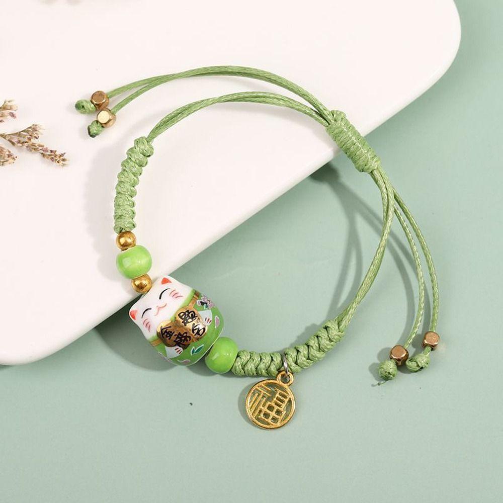 Examination Gift Lucky Cat Women Bracelet Chinese Style Bracelet Couple Hand Rope Braided Bracelet
