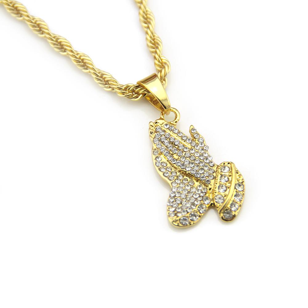 Взрывной новый комплект бриллиантов, классический хип-хоп, звезда рэпа, Будда, ожерелье в виде руки, кулон, модные украшения для мужчин и женщин