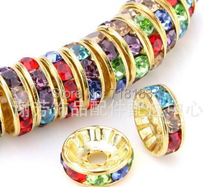 100Pcs 4/6/8/10mm Metal Crystal Beads Rhinestone Rondelle Spacer Beads For Jewelry Making Bracelet Necklace DIY Accessories