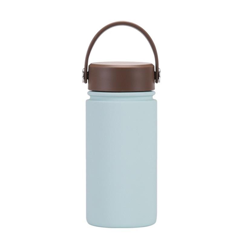 350ml Vacuum Insulated Stainless Steel Water Bottle With Carry Strap Wide Mouth Portable Gym Outdoor Travel Office