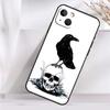Crow Raven Dark Skull Case For iPhone 14 16 15 Pro Max 11 12 13 Mini 7 8 Plus X XR XS MAX Soft Shockproof Cover