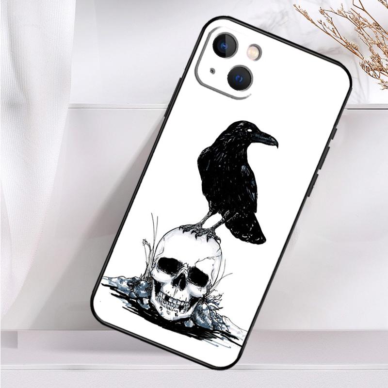 Crow Raven Dark Skull Case For iPhone 14 16 15 Pro Max 11 12 13 Mini 7 8 Plus X XR XS MAX Soft Shockproof Cover