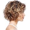 New Women's Side Parted Short Curly Hair Fluffy Fashionable Golden Brown Mixed Color Pear Curly Wig