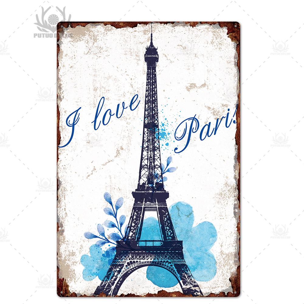 Decor Paris Vintage Tin Sign Plaque Metal Retro British Coffee Bar House Home Living Room Decorative Wall Poster