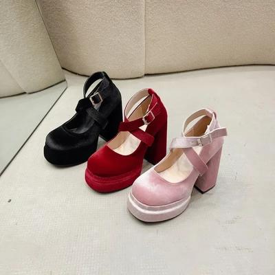 Женская обувь высокого качества с пряжкой на ремешке женские туфли на высоком каблуке модные туфли-лодочки на плоской подошве женские горячие продажи туфли на квадратном каблуке женские