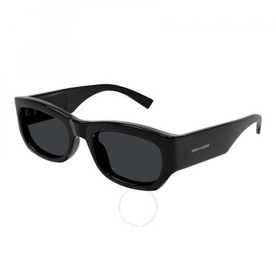 Солнцезащитные очки Saint Laurent темно-серые прямоугольные женские Sl 713 001 53