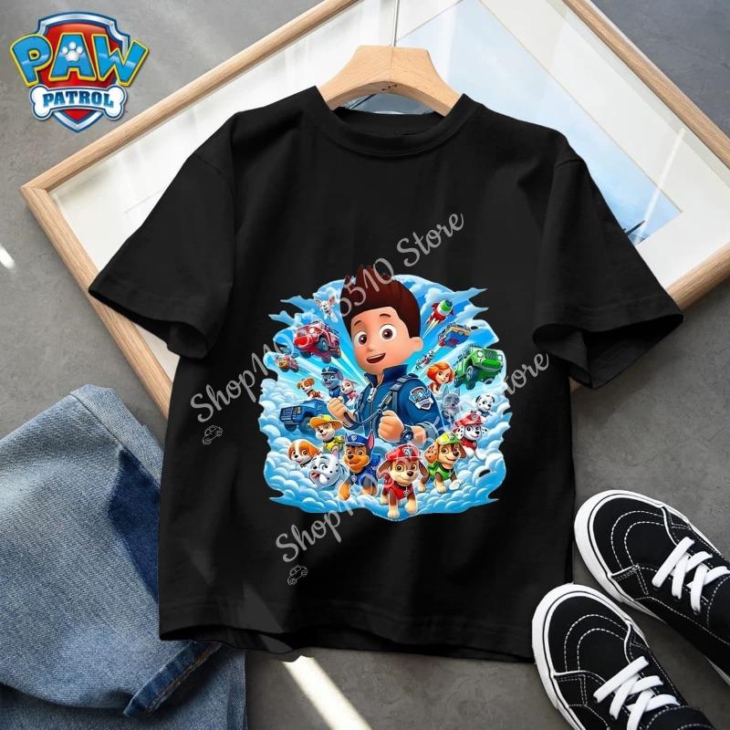 Милая детская футболка Щенячий патруль Аниме Игра Мультфильм Мальчики и Девочки Уличный Повседневный Топ с коротким рукавом