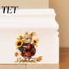 Easy Peel And Stick Murals Mouse Wall Stickers, Waterproof PVC Autumn Retro Fairy Tale Decals, Removable Sunflower Maple Leaf Window Clings Decals for