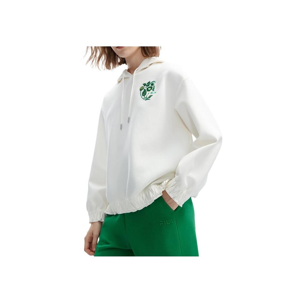 Fila X V&A Museum Collaboration Morgan Series Pattern Printed Hoodie Women Hoodies Cloud-Mushroom-White F11W418203F-WT