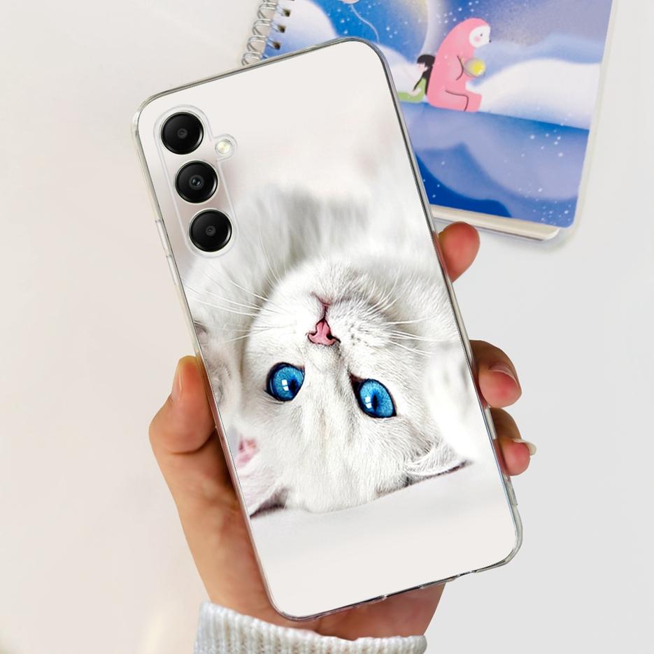 Чехол для Samsung Galaxy A05s SM-A057F Милый мультяшный чехол с кошкой Прозрачный силиконовый чехол для телефона для Samsung A05s A 05s Мягкий бампер