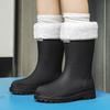 New women's rain shoes velvet medium tube outdoor waterproof thick-soled rubber shoes high tube fashion women's rain boots wear-resistant overshoes