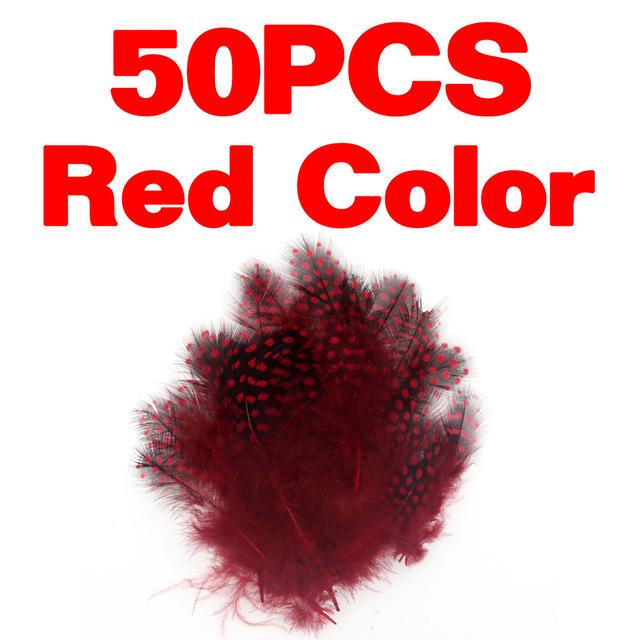 50pcs/Pack Colored Guinea Feather for Fly Tying Dotted Hackle Collars Tailing Wingcases and Cheeks Tube Fly Tying Material
