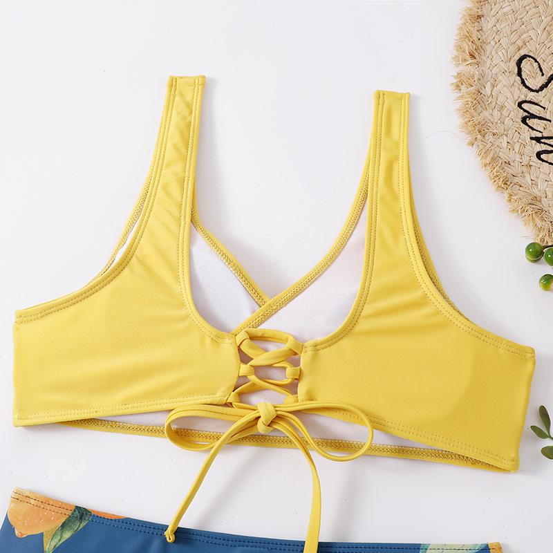 Новый европейский и американский купальник бикини с открытой спиной и разрезом для женщин на 2024 год