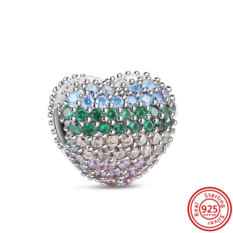 100% стерлинговое серебро S925, прозрачный циркон с паве, сверкающие бусины-клипсы на пуговицах, стильные оригинальные подвески, браслеты, женские ювелирные изделия