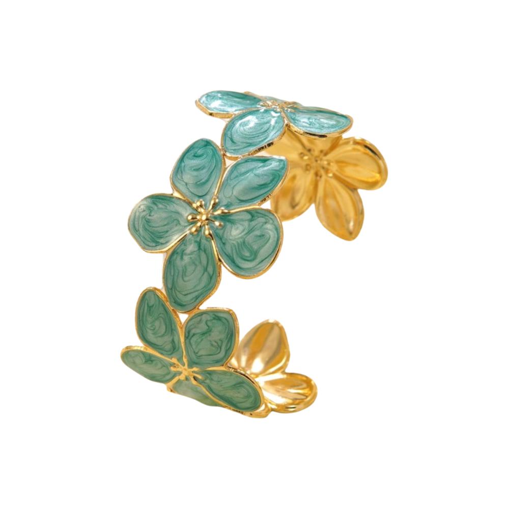 Non-Fading Flower Bangle Opening Design Women Wristband Cuff Bangle Bracelet Valentine's Day Gifts