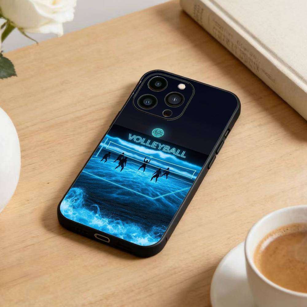 Раскрашенный чехол для телефона с волейбольным мячом для iPhone 16, 15, 14, 13, 12, 17, Pro Max, Plus, силиконовый, черный